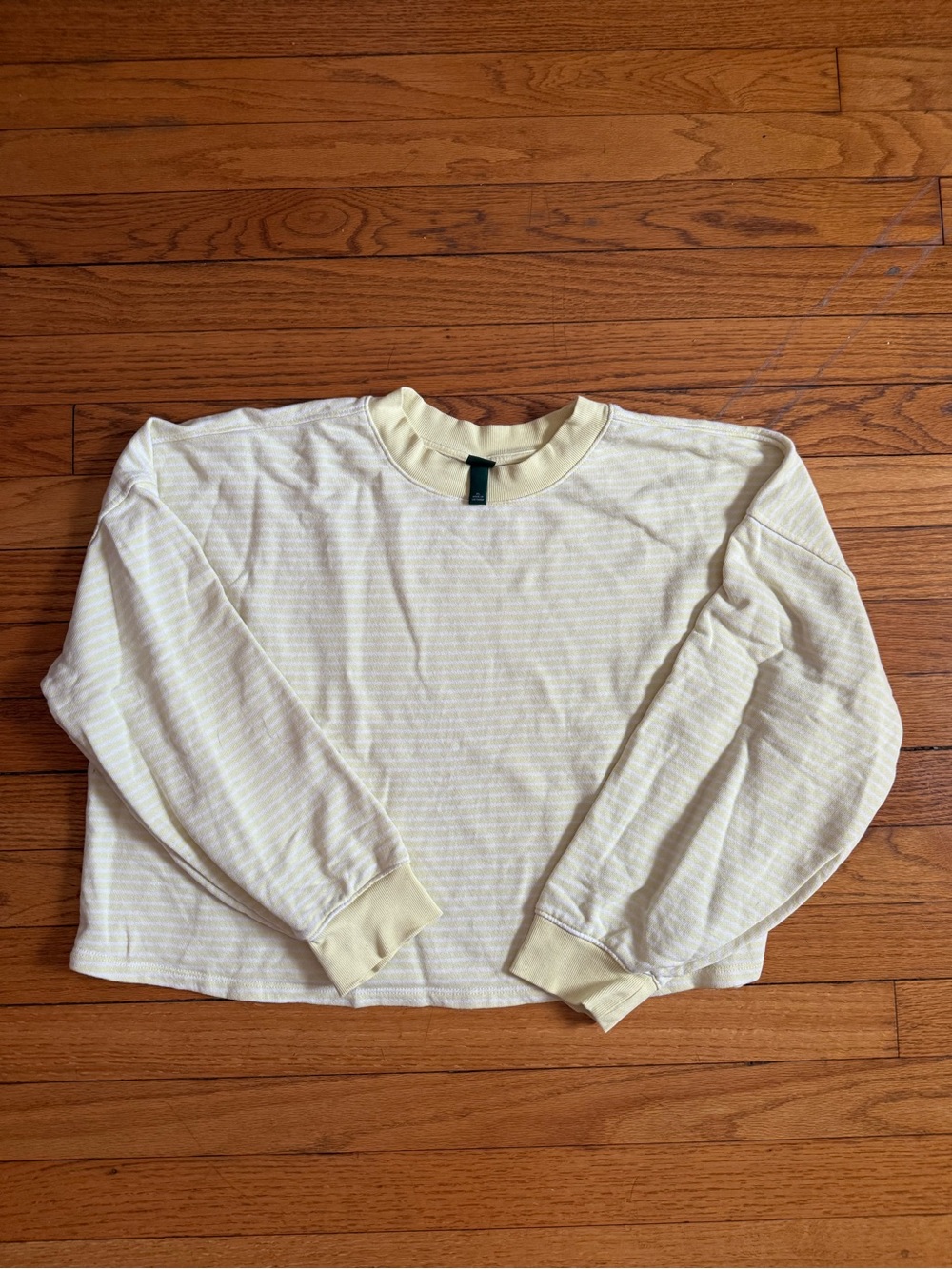 wild fable Yellow and White Striped Crop Sweatshirt